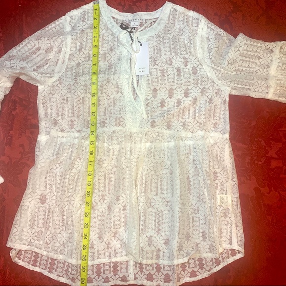 FLASH SALE !  Off White Tie Neck Boho Blouse - Picture 8 of 16